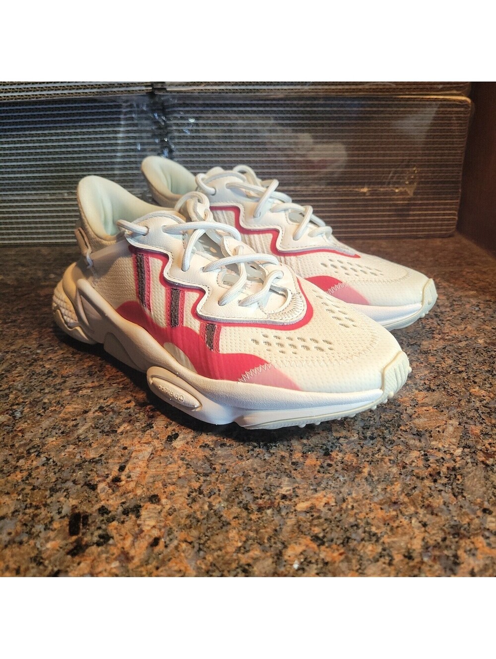 Adidas Ozweego White Red Sneakers  Shoes EF4284 Sz 5